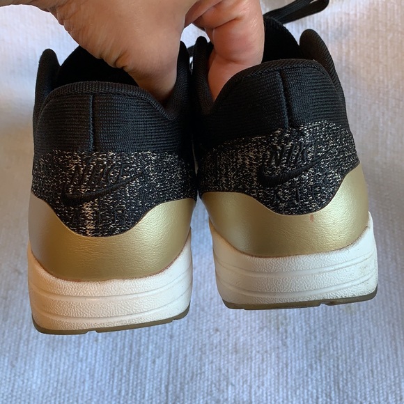 Nike Air Max 1 Ultra Flyknit Metallic Gold Sneakers - Picture 5 of 14
